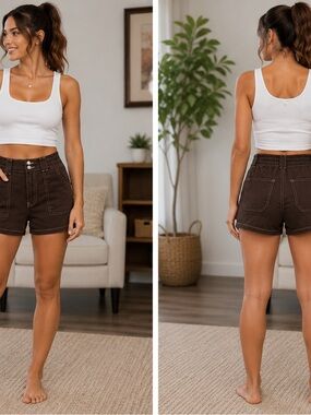 Simple Society High-Waist Relaxed Fit Women's Shorts - Chocolate Brown